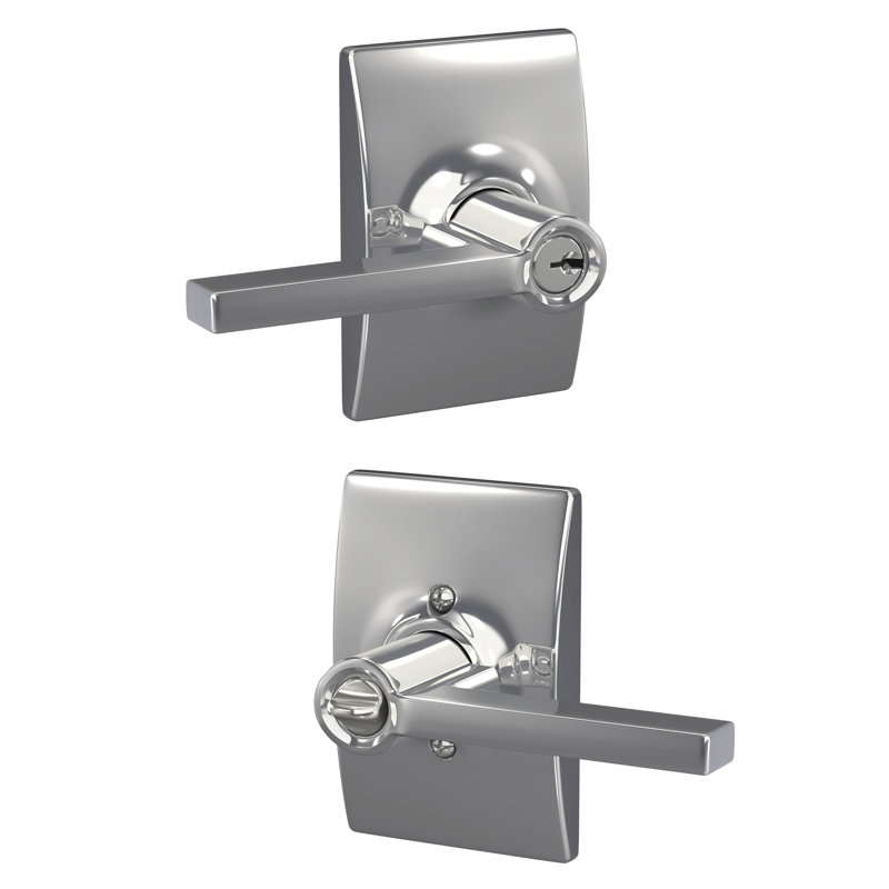 Latitude Keyed Door Lever, Bright Chrome, Yes