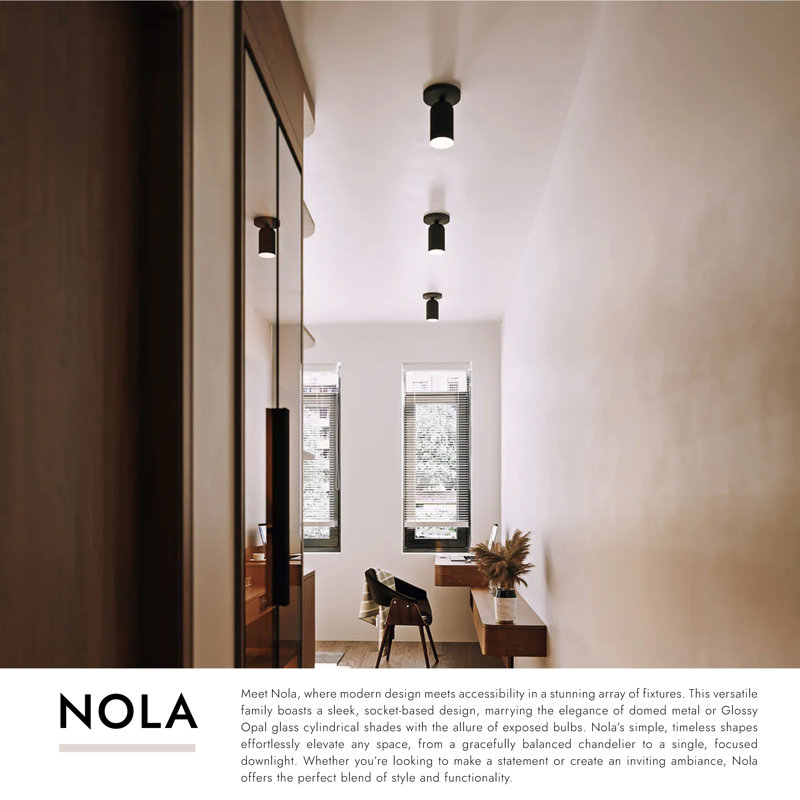 Nola 1 - Light Semi Flush Mount, Black, Glossy Opal