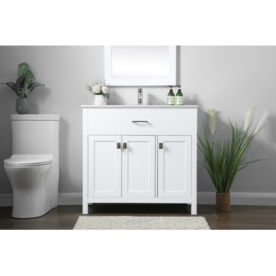 Harrison 36 " W Freestanding Standard Free Standing 1 Single Vanity Bathroom Vanity With Engineered Marble Top