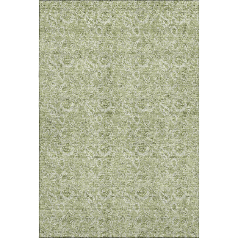 Premium Machine Washable Prisco Aloe Rug, Rectangle 2'6" x 3'10"