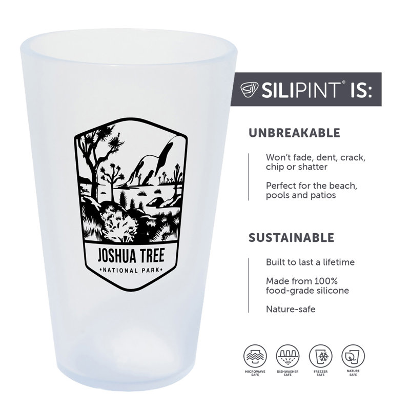 Silipint: Parc national de Joshua Tree Verres à bière: 16 oz: paquet de 2 - tasses en silicone à glaçons à thème, incassables
