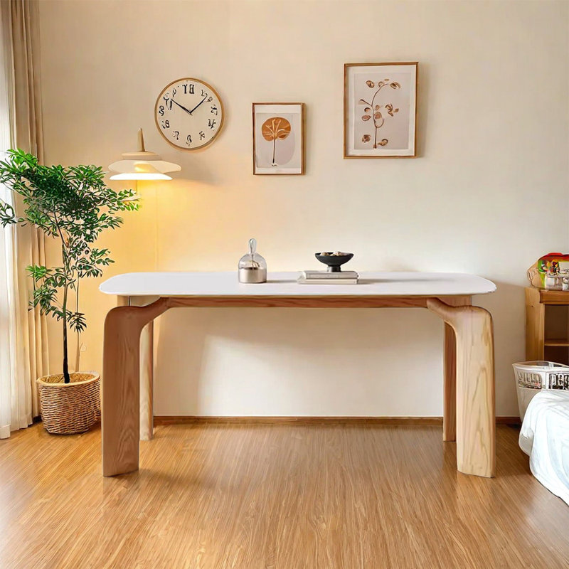 Ehsaan Solid Wood Base Dining Table, 29.52"H x 55.11"L x 31.49"W