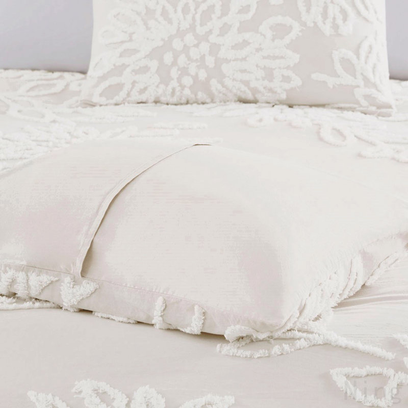 Ensemble de housse de couette à motif floral en chenille capitonnée 3 pièces pour lit double / grand