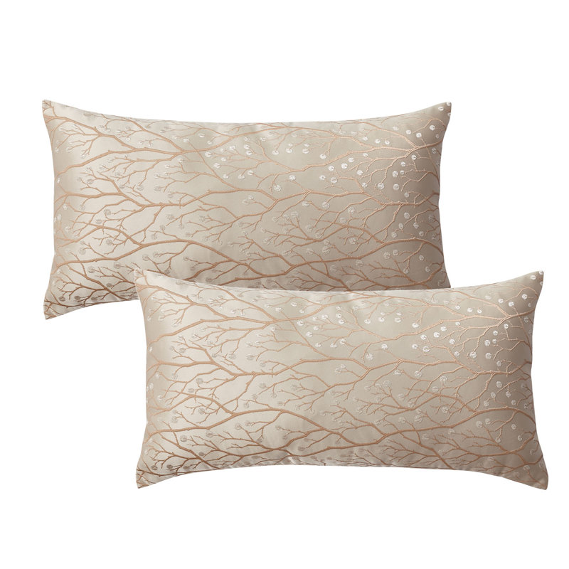 Branch Floral Lumbar Pillow Cover, Oatmeal