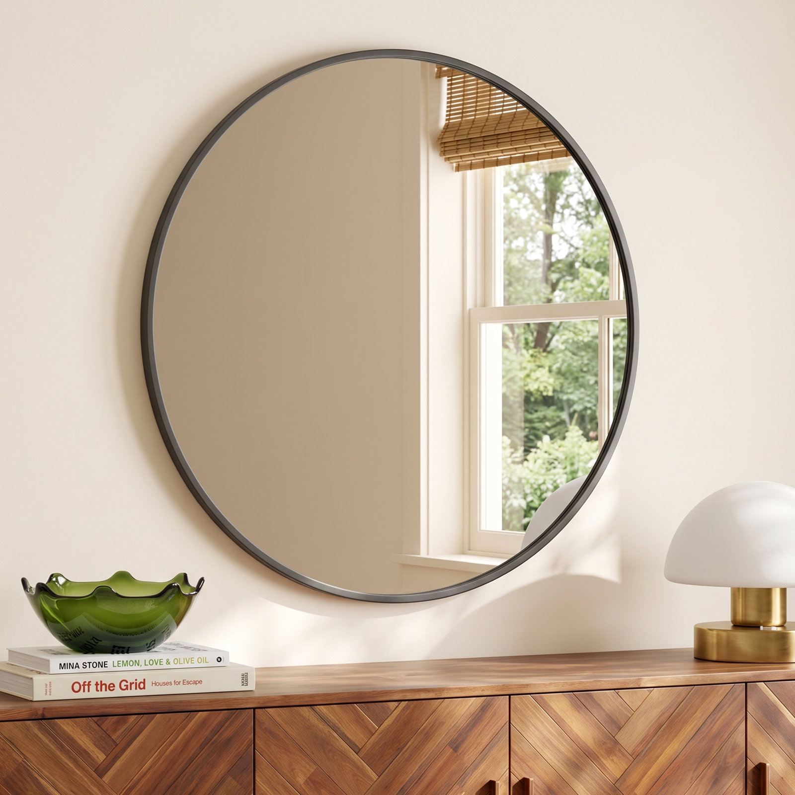 Sabine Accent Mirror, 48" x 48", Black
