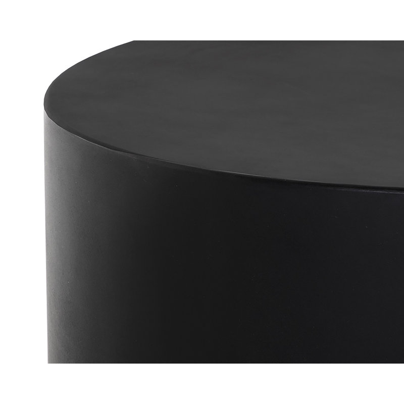 Gray Round Glass Top Drum Coffee Table