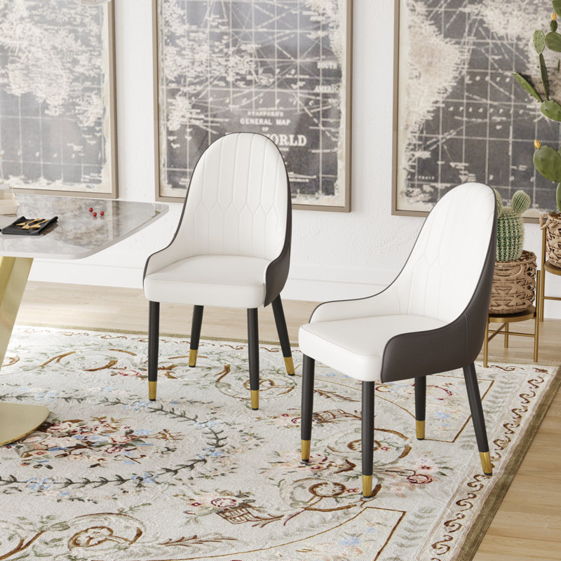Chaise de salle à manger Azelene, Blanc / Brun