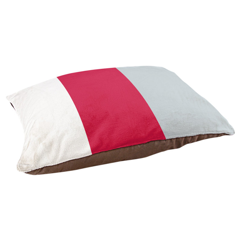 Coussin rectangulaire designer New York Bronx, Grand (L 40 po x l 50 po), Blanc / rouge / argent
