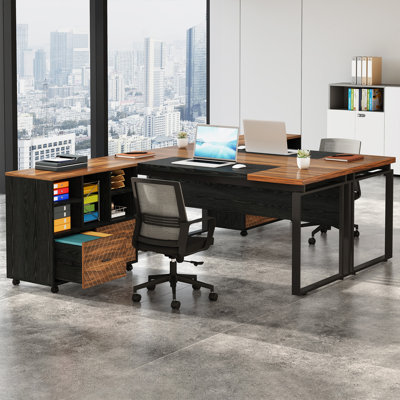 L-Shaped Executive Desk With Reversible File Cabinet by Latitude Run