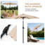Parasol de terrasse 7,5 pi avec manivelle et inclinaison, beige, 6 côtes, polyester imperméable, sans la base du parasol-131124787
