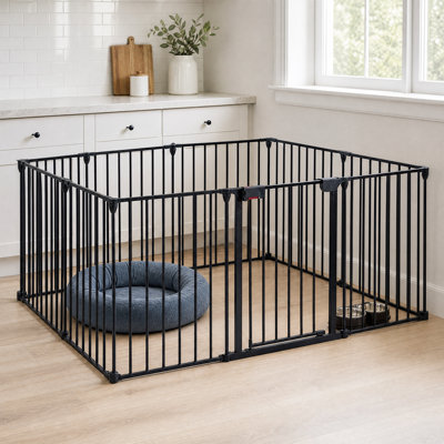 8-Panel Pet Enclosure With Adjustable Gate - Fireplace Fence, Room Divider & Playpen For Dogs Or Babies
