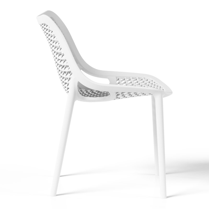 Chaise de salle à manger d'extérieur empilable, Blanc