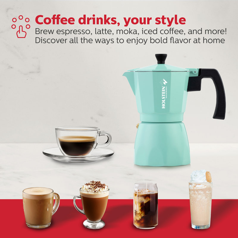 Holstein Housewares 6-Cup Stovetop Espresso and Coffee Maker Cafetera, Mint