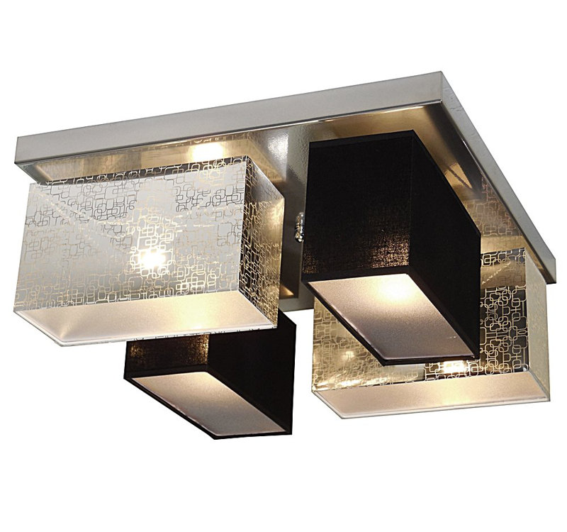 Partlow Fabric Semi Flush Mount, Silver/Black transparent