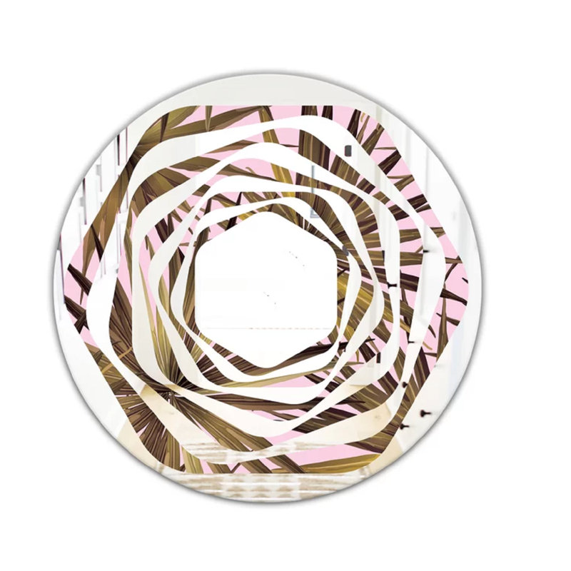 Miroir mural tropical à feuilles blanches Whirl, 23,6 po x 23,6 po