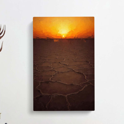 Sunset Over A Salt Lake In Iran In Abstract - Wrapped Canvas Print