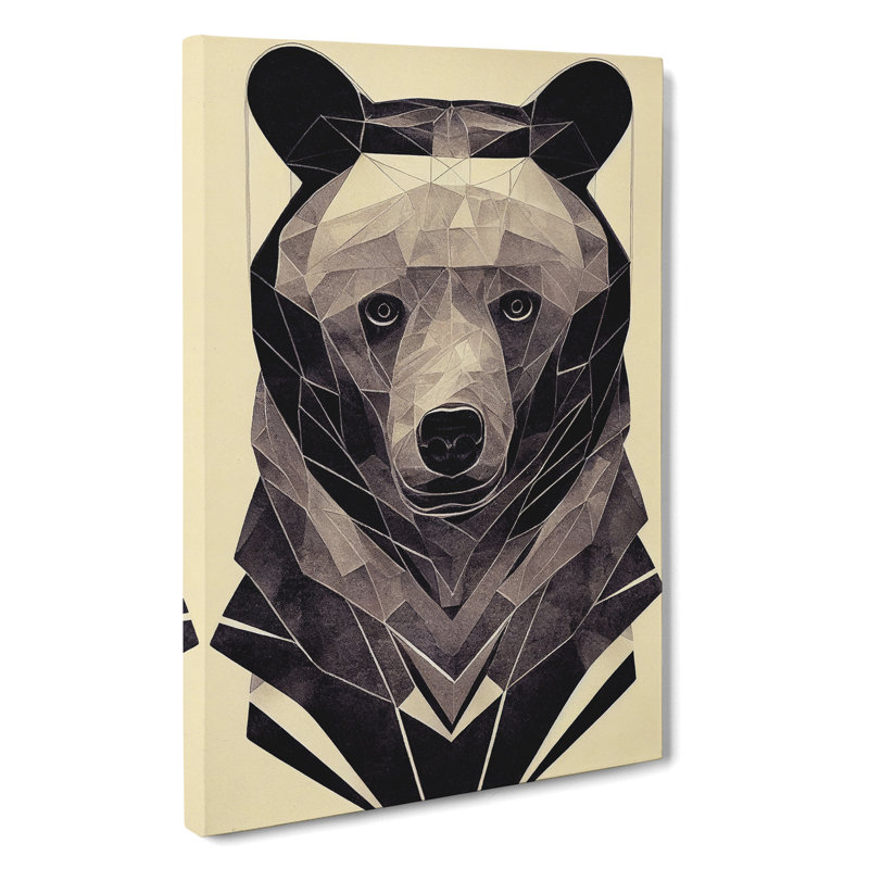 Bear Portrait No.2 Abstract - Wall Art, Wrapped Canvas, 50cm H x 35cm W, No Matte