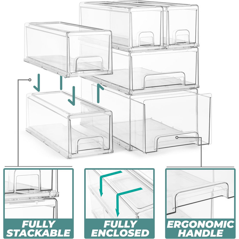 Large Clear Stackable Storage Drawers – 2-Pack Plastic Drawers For Closet Organizers And Storage, Deep Storage Drawers For Organization, Stackable Storage Bins With Handles For Clothes, Pantry