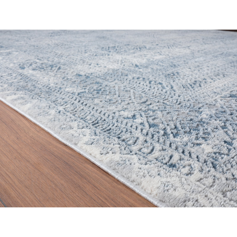 Tapis oriental bleu / gris Beauman, Rond 7 pi 10 po