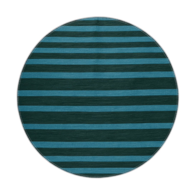 Tapis intérieur / extérieur bleu HorizontalStripes, Rond 5 pi