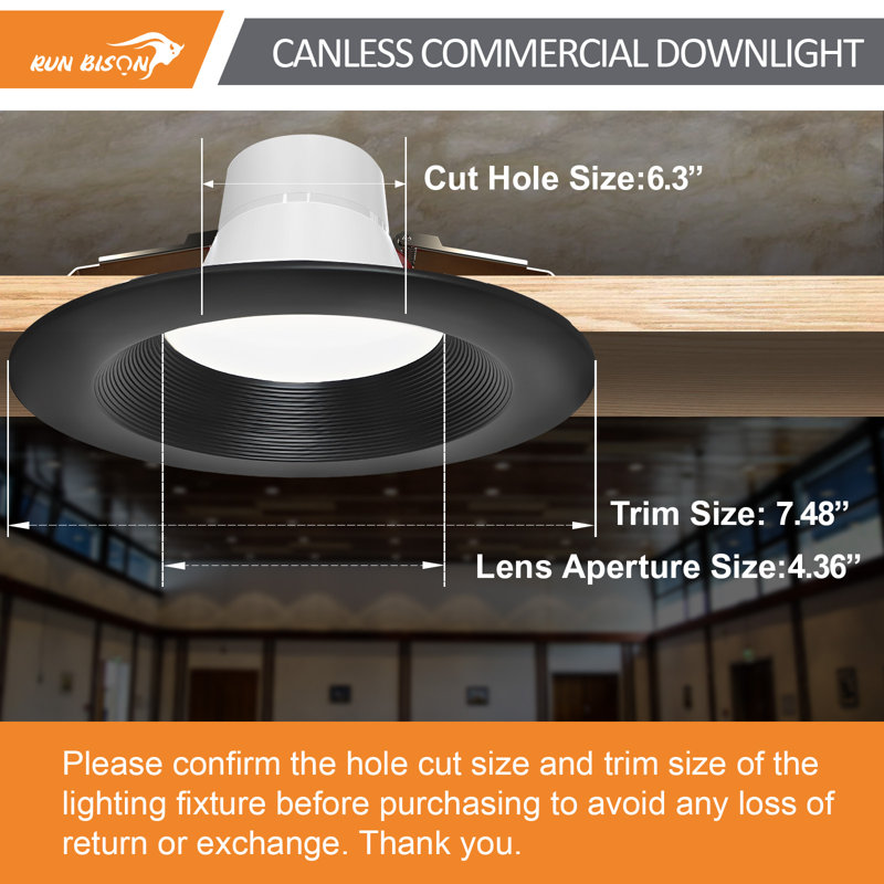 Black LED flush mount ceiling light,LED Commercial Downlight with J-Box, 4.17" H x 7.48" W x 7.48" D