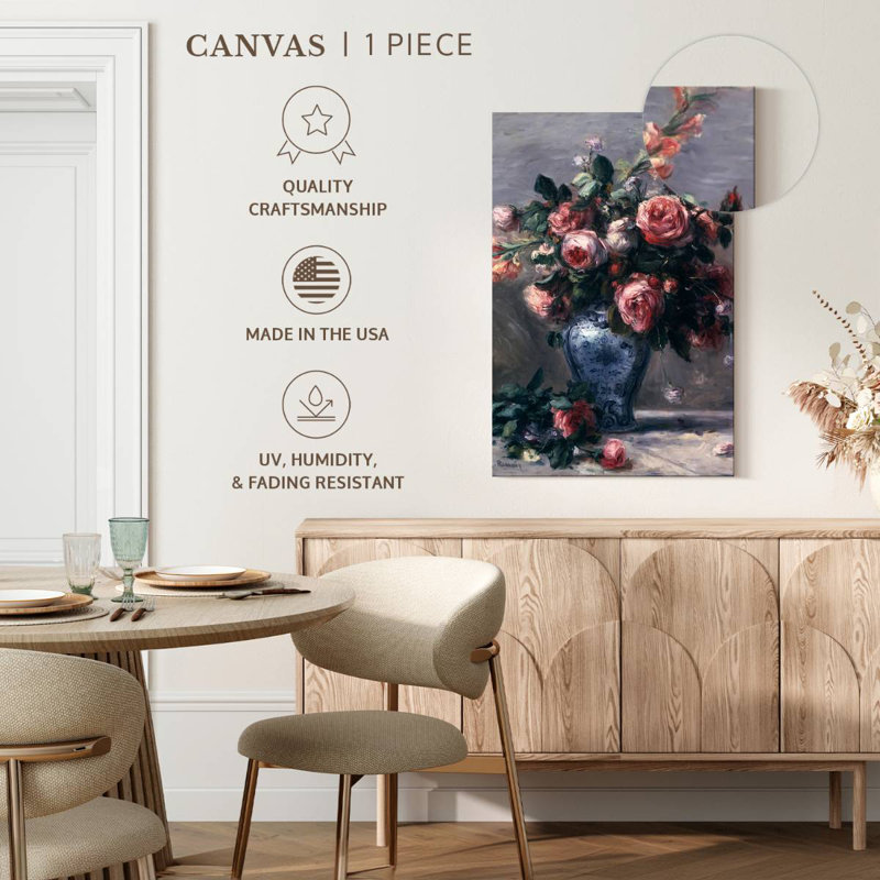 Harnek, un vase de roses classique, H 36 po x l 24 po