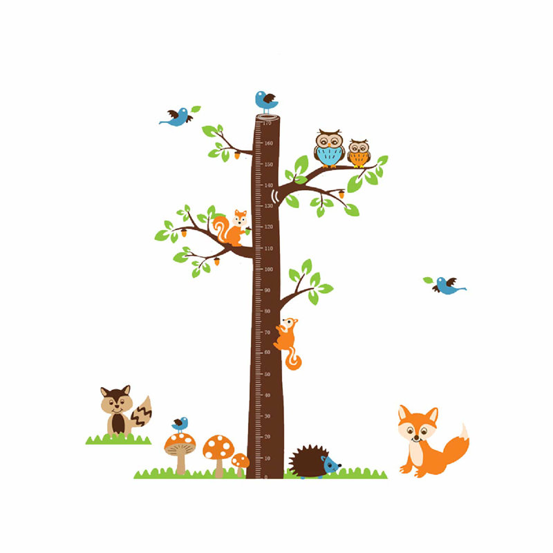 Conlan Fox Tree Height Measure Kids Wall Sticker