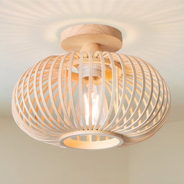 HELYIVLE 1-Light Natural Rattan Drum 16 W Outdoor/Indoor Flush Mount & Reviews | Wayfair 1-Light Natural Rattan Drum 16 W... 