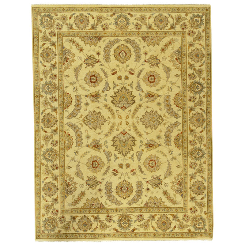 Tapis ivoire noué à la main de haute qualité