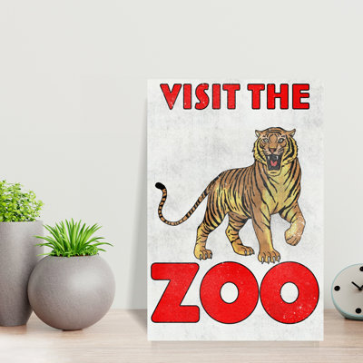 Vintage Visit The Zoo Tiger Retro Vintage Tiger Architecture Wall Art