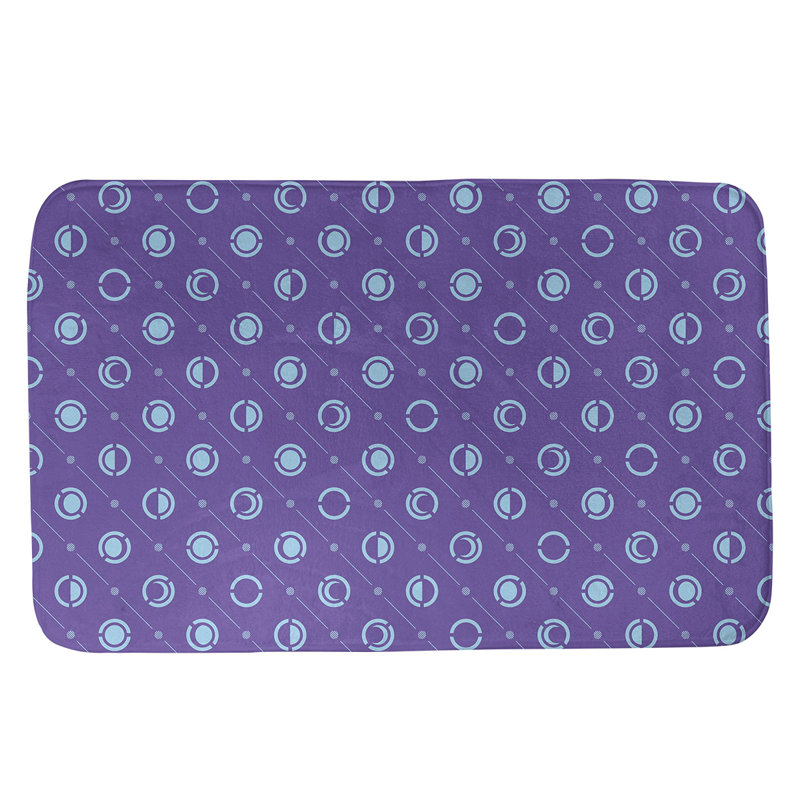 Tapis de bain géométrique antidérapant en microfibre Moon phases, l 17 po x L 24 po, Mauve / bleu sarcelle
