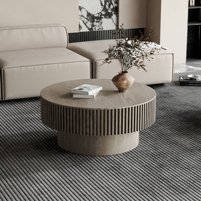 Table basse ronde en MDF avec rangement