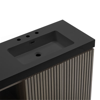 Meuble-lavabo autoportant 72 po avec évier, grand meuble-lavabo autoportant avec rangement pour salle de bain moderne, lavabo à une pièce en quartz sans drain et robinet, LTL