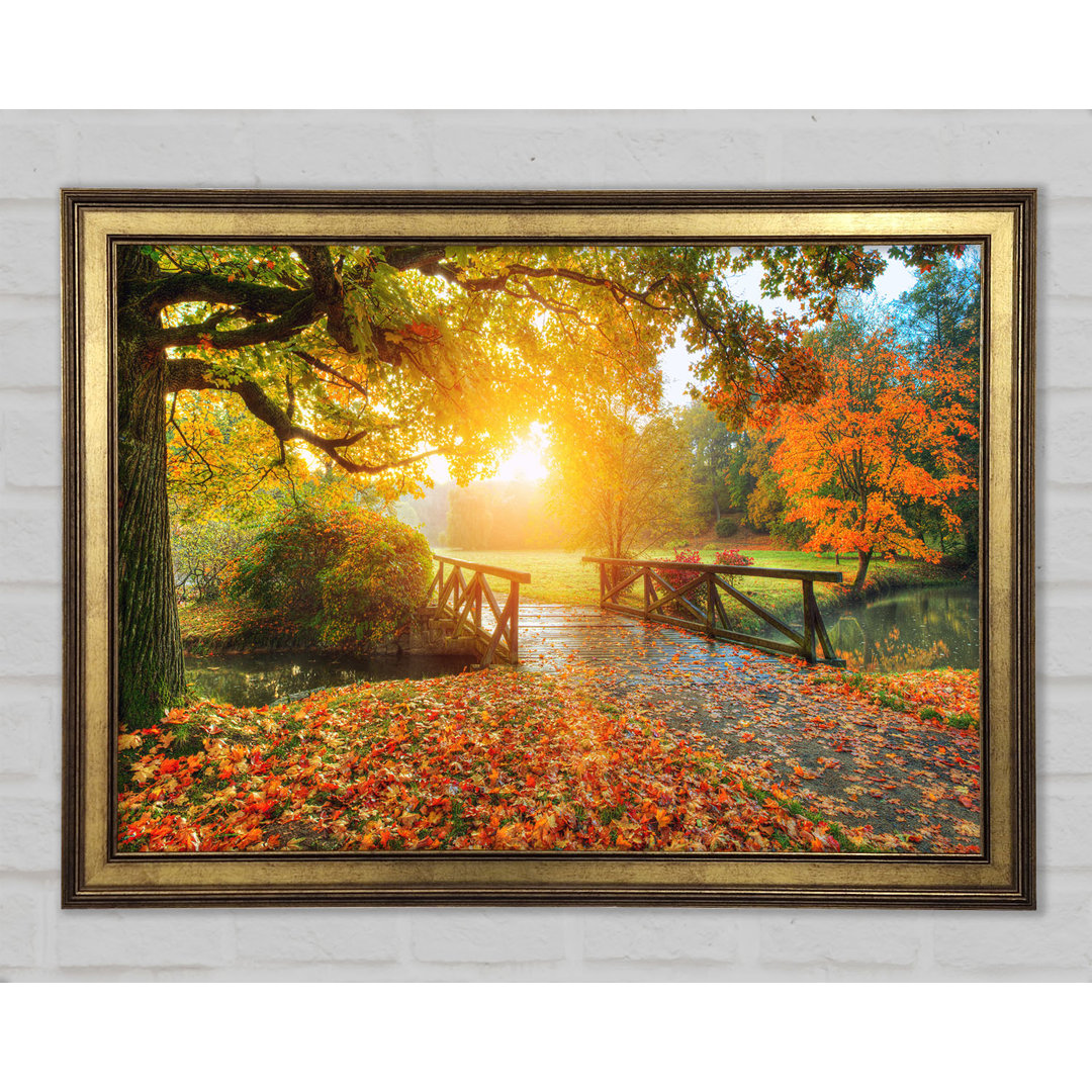 Woodland Bridge Autumn Tranqulity - Einzelner Bilderrahmen Kunstdrucke