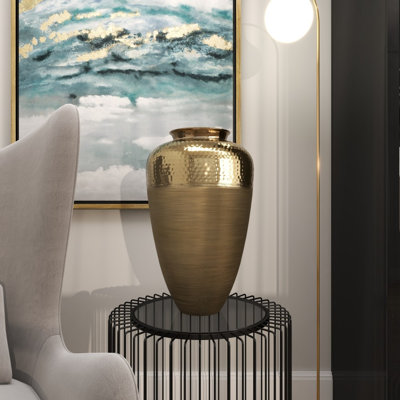 Vase décoratif en aluminium brossé avec couvercle
