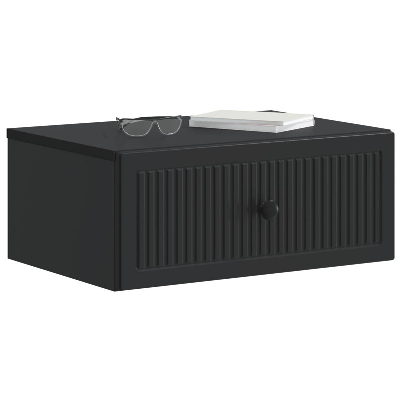 49cm W Manufactured Wood Bedside Table, Black