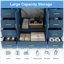 Armoire de meuble-lavabo 48 po, armoire de rangement autoportante avec 2 portes doubles à fermeture douce et 9 tiroirs coulissants pour salle de bain