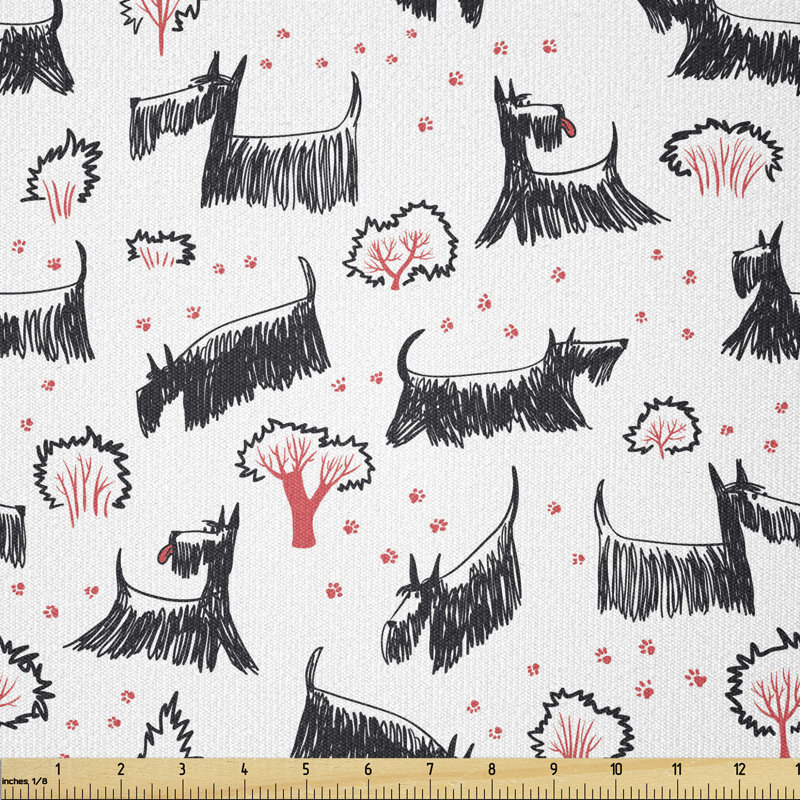Creig Scottie Dog Playing Multi-Purpose Fabric