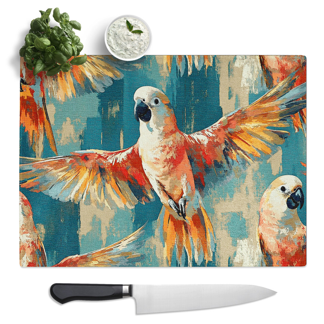 Cockatoo  Glass Chopping Board