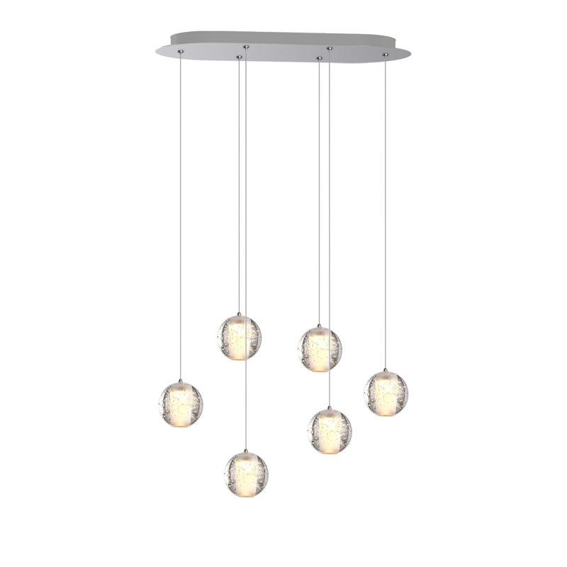 Luminaire suspendu sphère 6 lumières à del grappe Veroniza