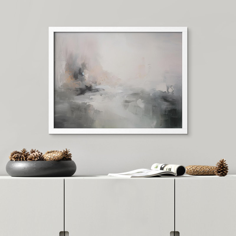 «Ethereal Mist Abstract Neutral Tone» sur papier, Blanc, H 12 po x l 16 po