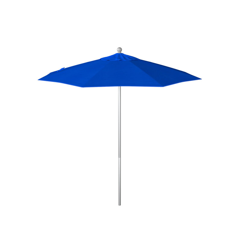 Parasol de marché 90 po Nakeira, Argent anodisé, Tissu performance bleu royal