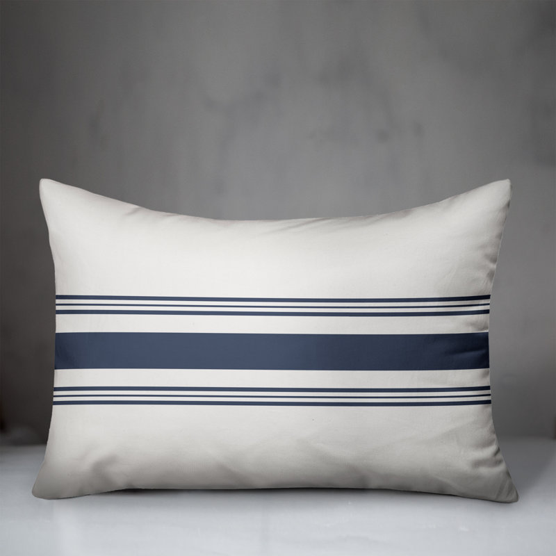  Coastal Blue Striped Rectangular Pillow