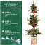 Arbre de Noël festif de 4 pi avec 100 lumières à DEL multicolores, 396 pointes, baies rouges, pin et baies réalistes à base scintillante et baies en PE / branches, pot à paillettes décoratif