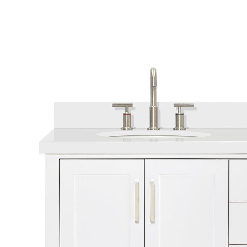 Magnolia Bath Vanity Oval Basin, White, Carrara White Marble, Rectangle 