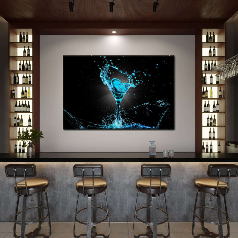 «Neon Blue Cocktail» sur toile, H 8 po x l 12 po x P 1 po