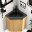Meuble-lavabo moderne peu encombrant avec lavabo en résine, conception à grain de bois compact