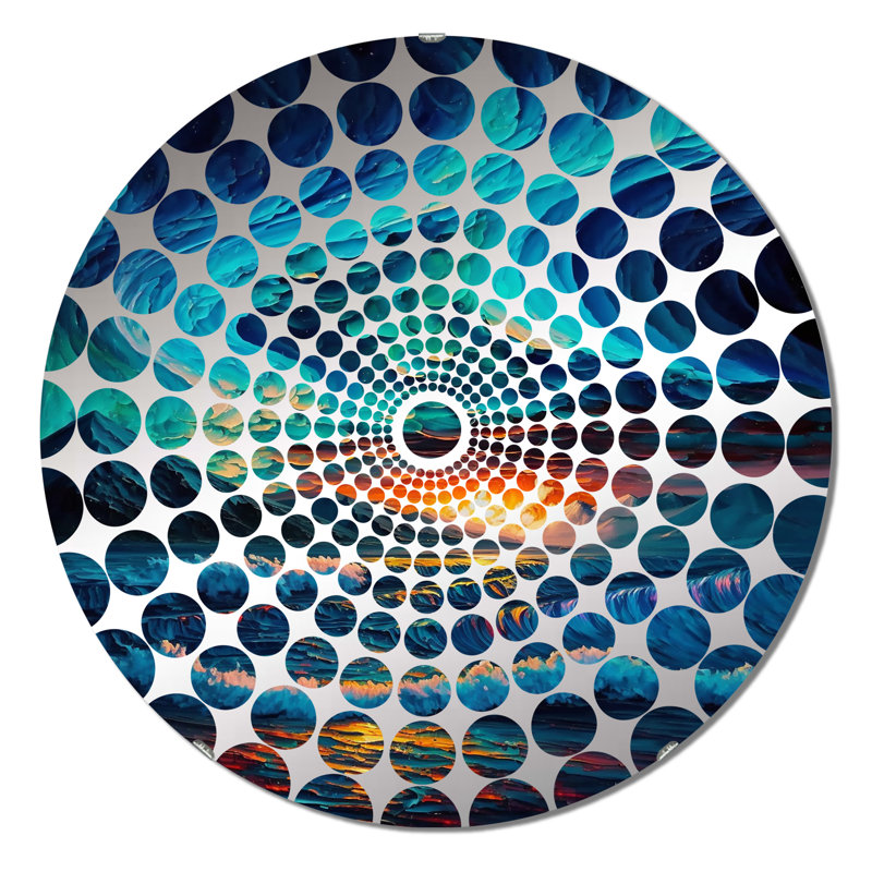 Mystique aurore boréale, montagnes arctiques II - Miroir décoratif à cercles concentriques, 31,4 po x 31,4 po