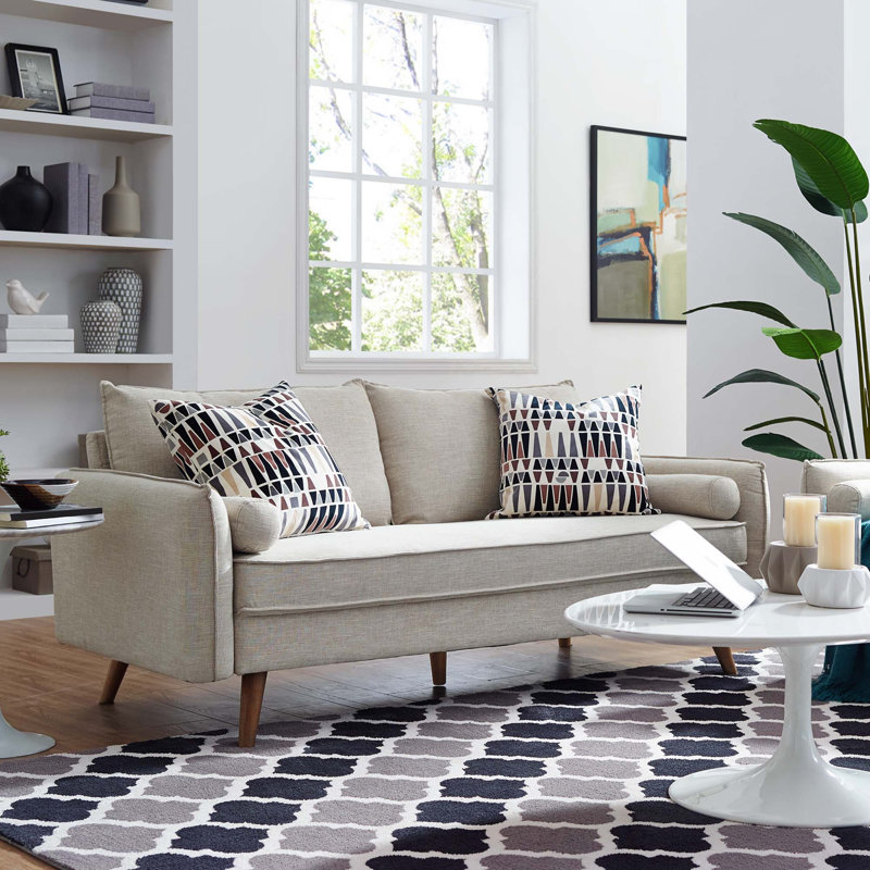 Modway Carson Carrington Hedeby Upholstered Fabric Sofa, Beige Polyester Blend, 33.5" H x 72" W x 32.5" D