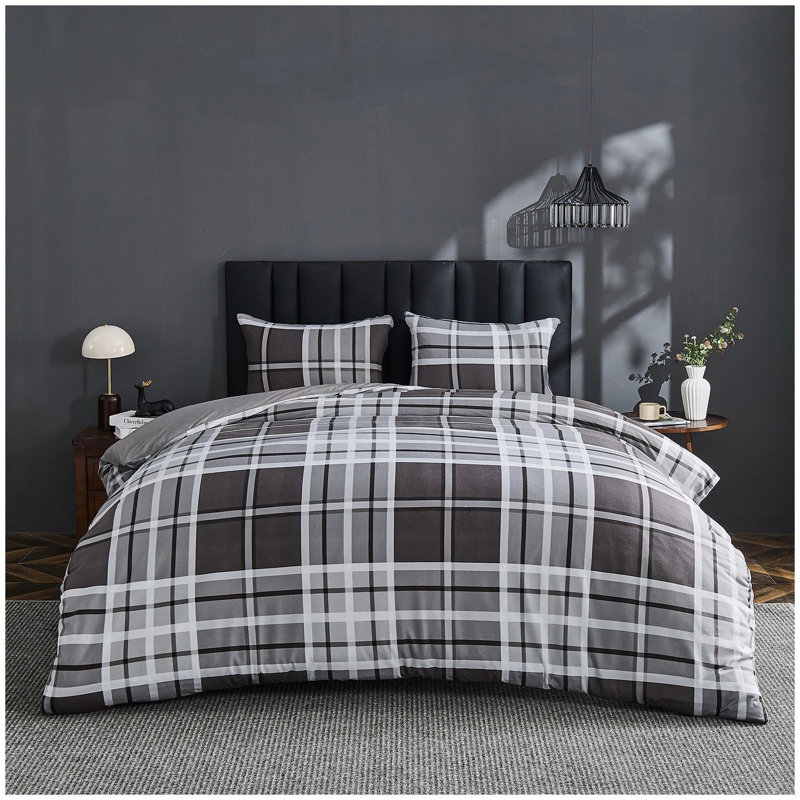 Polyester Duvet Cover Set with Pillowcases, Double Duvet Cover + 2 Standard Pillowcases, Grey